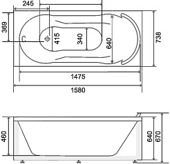 BellSan Акриловая ванна Риана 160x75 с гидромассажем – фотография-4